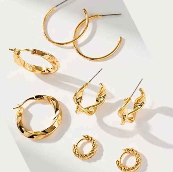 Anthropologie Jewelry - Anthropologie Delicate Huggie Earrings, Set of 4 Pairs